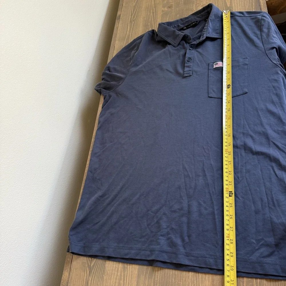 Travis Mathew Men's XL‎ Grey Short Sleeve Golf Polo Shirt American Flag Logo